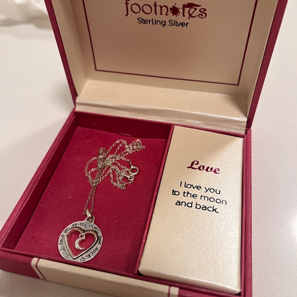 Sterling Silver heart Necklace I love you to the moon and back